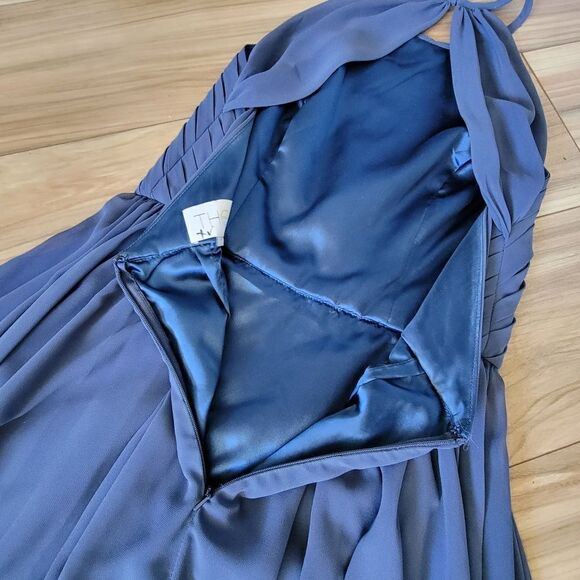 Theia Allison Backless Halter High Neck Bridesmaid Dress in Denim Slate Blue - Picture 8 of 13